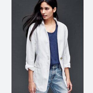 Gap Women's White Linen-Cotton Blend Relaxed Blazer - Size XXS